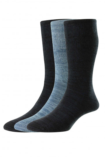 3-Pairs - Lightweight Diabetic Cotton Socks - HJ1353/3PK - (UK 11-13)