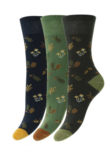 3-Pairs - Woodland Cotton Comfort Top Women's Socks - HJ540/3PK 