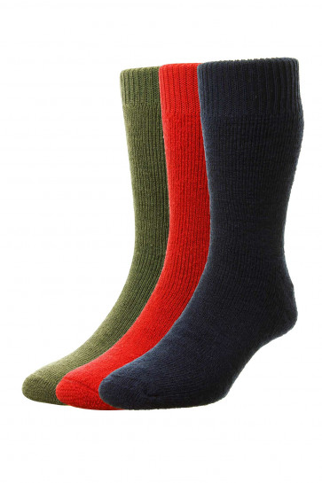 3-Pairs - Rambler - Fully Cushioned Wool Rich Men's Socks - HJ800/3PK - (UK 11-13) 