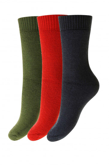 3-Pairs - Rambler - Fully Cushioned Wool Rich Men's Socks - HJ800L/3PK - (UK 4-7) 