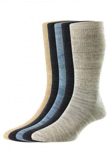 5-Pairs - Lightweight Diabetic Cotton Socks - HJ1353/5PK - (UK 6-11)
