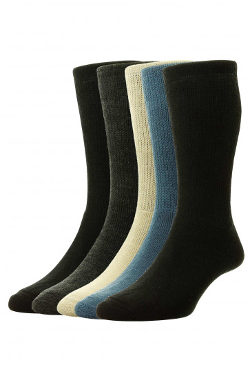 5-Pairs - Diabetic WOOL Socks - HJ1352/5PK - (UK 6-11)