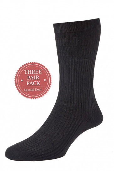 THREE PAIR PACK - Men's Softop® Socks - Original Cotton Rich - HJ91/3