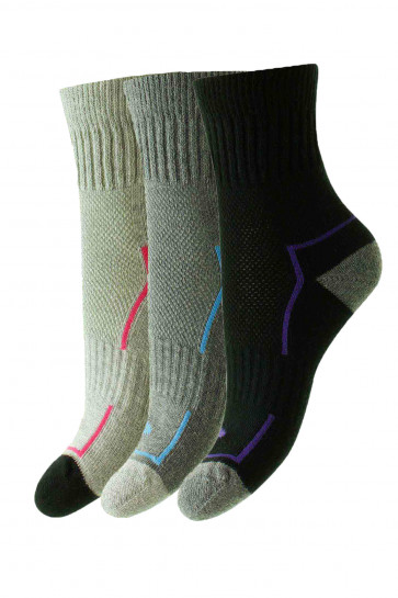 Women's Short Cotton Comfort Top Work Socks - 3 Pair Pack - HJ10L