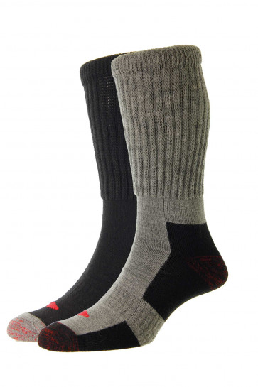 Long Thermal Wool Comfort Top Work Socks - 2 Pair Pack - HJ12