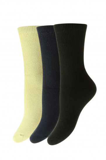 3-Pairs - Diabetic COTTON Socks - HJ1351L/3PK - Ladies