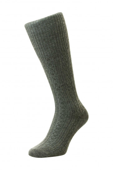  Thermal Half-Hose Cable Rib Socks - Wool Rich - HJ2005 