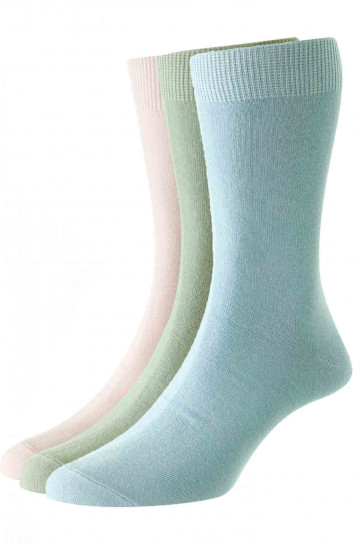 3-Pairs - Bright Colours Cotton Fashion Sock - HJ48/3PK - (UK 6-11)