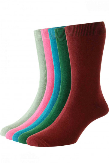 5-Pairs - Bright Colours Cotton Fashion Sock - HJ48/5PK - (UK 6-11)