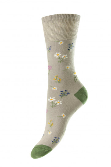 Floral Cotton Comfort Top Women's Socks - HJ531