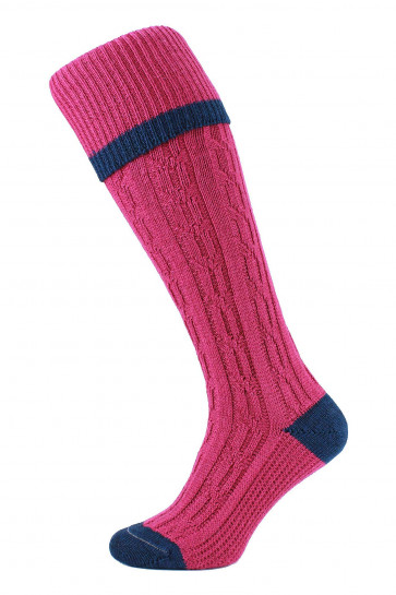 Cable Stripe - Wool Rich Shooting Socks - HJ622C