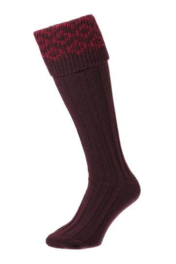 Patterned Top Wool Rich Men's Shooting Socks - HJ624