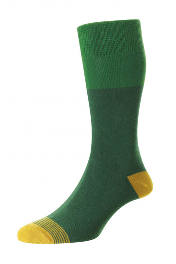 Contrast Heel & Toe Comfort Top Organic Cotton Rich Men's Socks - HJ642