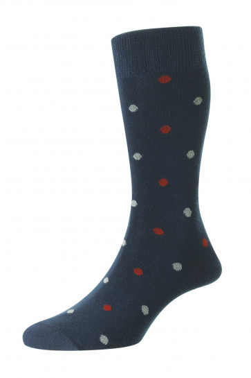 Motif Spot Comfort Top Organic Cotton Rich Men's Socks - HJ643