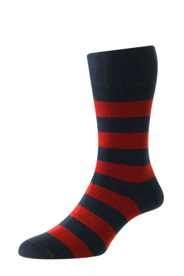 Rugby Stripe Organic Cotton Comfort Top Men's Socks - HJ645