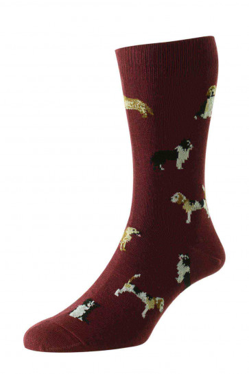 Country Dogs Motif Cotton Rich Men's Socks - HJ67