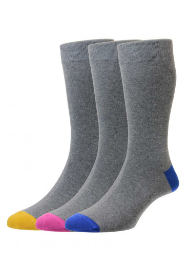 Executive™ Contrast Heel and Toe - Cotton Rich - THREE PAIR PACK - Men's Socks - HJ7119/3 