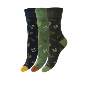 3-Pairs - Woodland Cotton Comfort Top Women's Socks - HJ540/3PK    