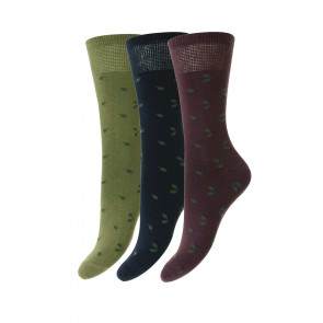 3-Pairs - Leaf Cotton Comfort Top Women's Socks - HJ541/3PK    