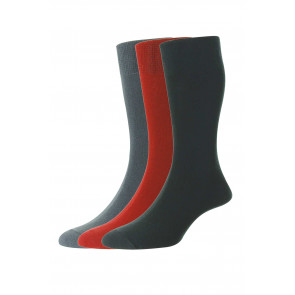 3-Pairs - Plain Comfort Top Organic Cotton Men's Socks - HJ641/3PK - (UK 6-11)      