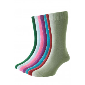7-Pairs - Bright Colours Cotton Fashion Sock - HJ48/7PK - (UK 6-11)