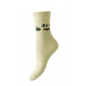 Christmas Scene Cotton Rich Women's Socks - HJ39