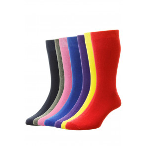 7-Pairs - Bright Colours Cotton Fashion Sock - HJ48/7PK - (UK 6-11)