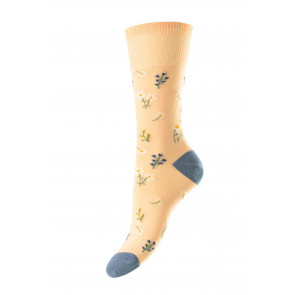 Floral Cotton Comfort Top Women's Socks - HJ531C