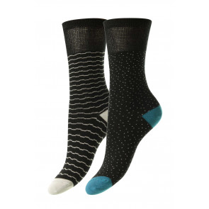 Dash/Wave Bamboo Comfort Top Women's Socks - 2 Pair Pack - HJ534C