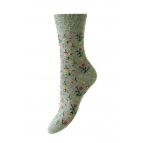 Bird Floral Cotton Comfort Top Women's Socks - HJ542C
