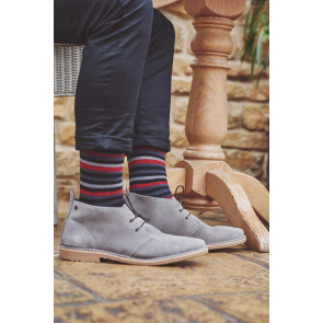 Multi Stripe Comfort Top Organic Cotton Rich Men's Socks - HJ640