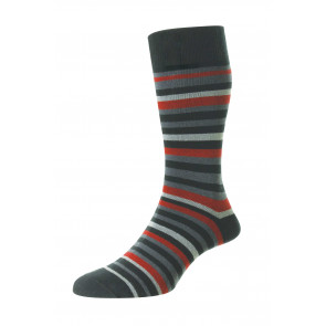Multi Stripe Organic Cotton Comfort Top Men's Socks - HJ640C