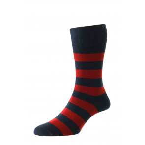 Rugby Stripe Organic Cotton Comfort Top Men's Socks - HJ645