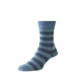 3 Colour Stripe Bamboo Comfort Top Men's Socks - HJ647C