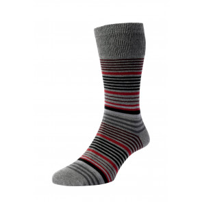 Graduated Stripe Organic Cotton Comfort Top Men's Socks - HJ648