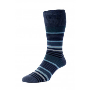 Graduated Stripe Organic Cotton Comfort Top Men's Socks - HJ648