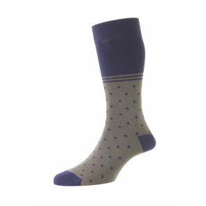 Crawford -  Bamboo Block Stripe Spot - Luxury Men's Sock - HJ6532