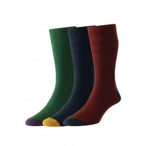 Contrast Heel & Toe - Cotton Softop® - 3-Pair Pack - Men's Socks - HJ945/3