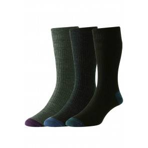 Contrast Heel & Toe - Wool Rich Softop® - 3-Pair Pack - Men's Socks - HJ970/3