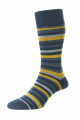 HJ640 - Navy - 6-11 Multi Stripe Comfort Top Organic Cotton Rich Men's Socks