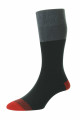 HJ642 - Black - 6-11 Contrast Heel & Toe Comfort Top Organic Cotton Rich Men's Socks