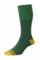 HJ642 - Green - 6-11 Contrast Heel & Toe Comfort Top Organic Cotton Rich Men's Socks