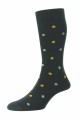 HJ643 - Black - 6-11 Motif Spot Comfort Top Organic Cotton Rich Men's Socks