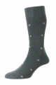 HJ643 - Grey - 6-11 Motif Spot Comfort Top Organic Cotton Rich Men's Socks 