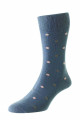HJ643 - Light Blue - 6-11 Motif Spot Organic Cotton Comfort Top Socks