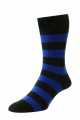 HJ645 - Black - 6-11 Rugby Stripe Organic Cotton Comfort Top Socks 