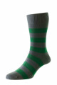 HJ645 - Grey - 6-11 Rugby Stripe Organic Cotton Comfort Top Socks 