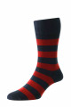 HJ645 - Navy - 6-11 Rugby Stripe Organic Cotton Comfort Top Socks 