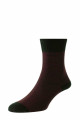 HJ646 - Black/Burg - 6-11 Narrow Stripe Bamboo Comfort Top Socks 