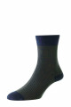 HJ646 - Navy/Khaki - 6-11 Narrow Stripe Bamboo Comfort Top Socks